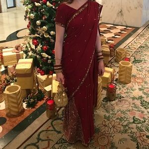 Burgundy/Maroon Indian Saree/Sari